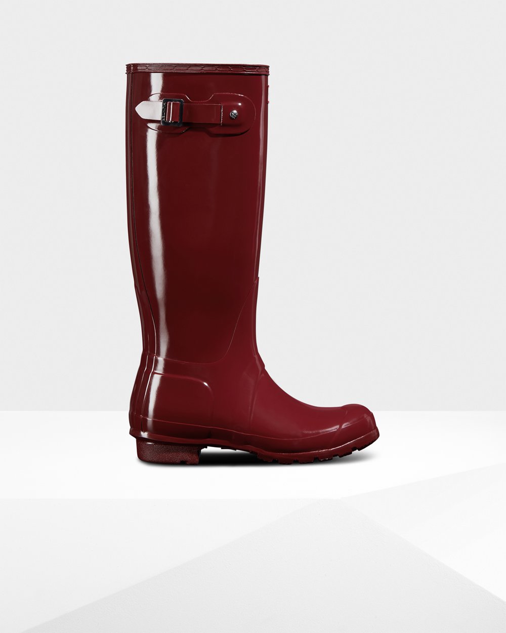 Women Hunter Original Gloss | Tall Rain Boots Grey Red | NZ-4285-LEPS